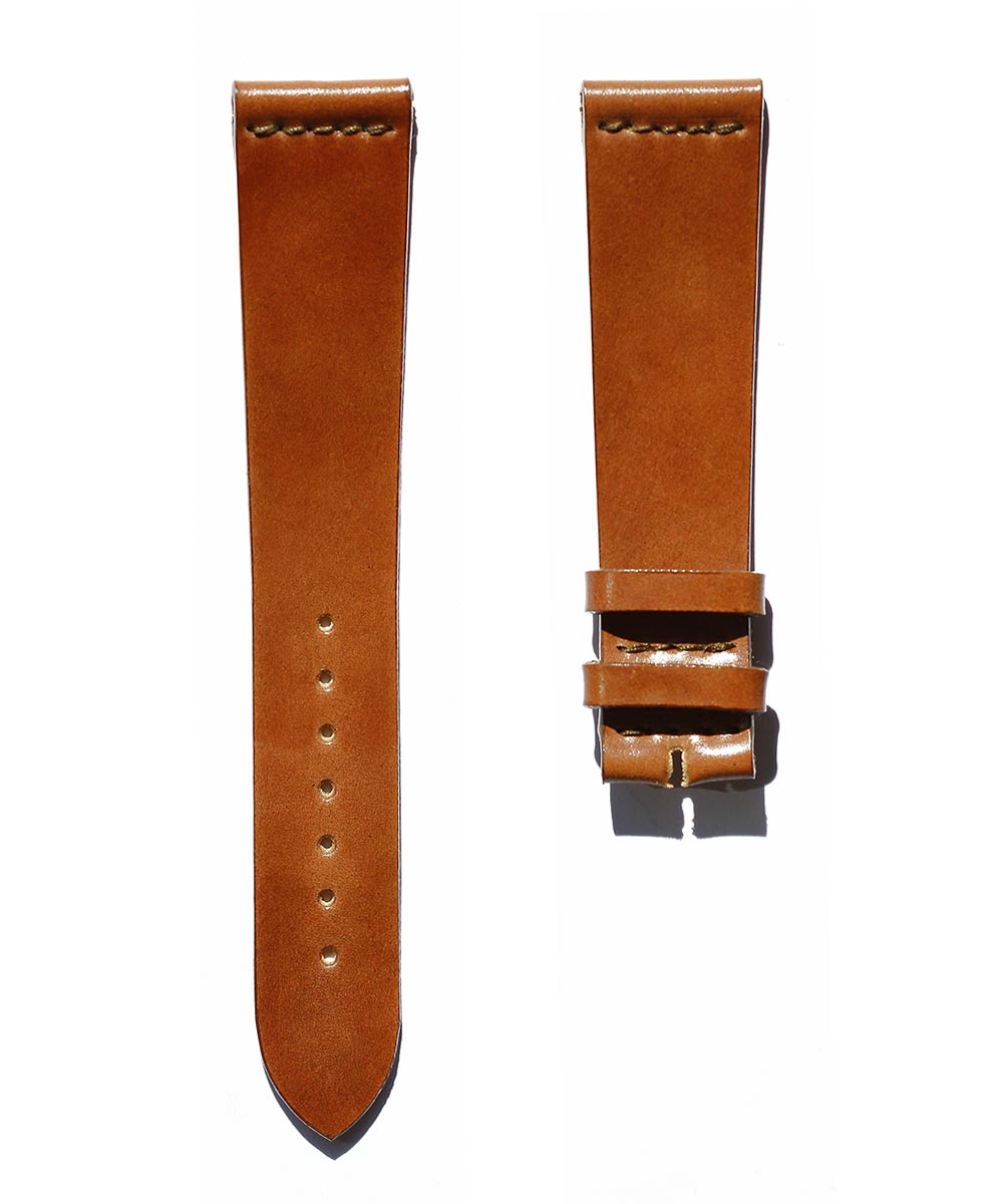 Ultra slim Cognac Horween® Shell Cordovan leather strap General style