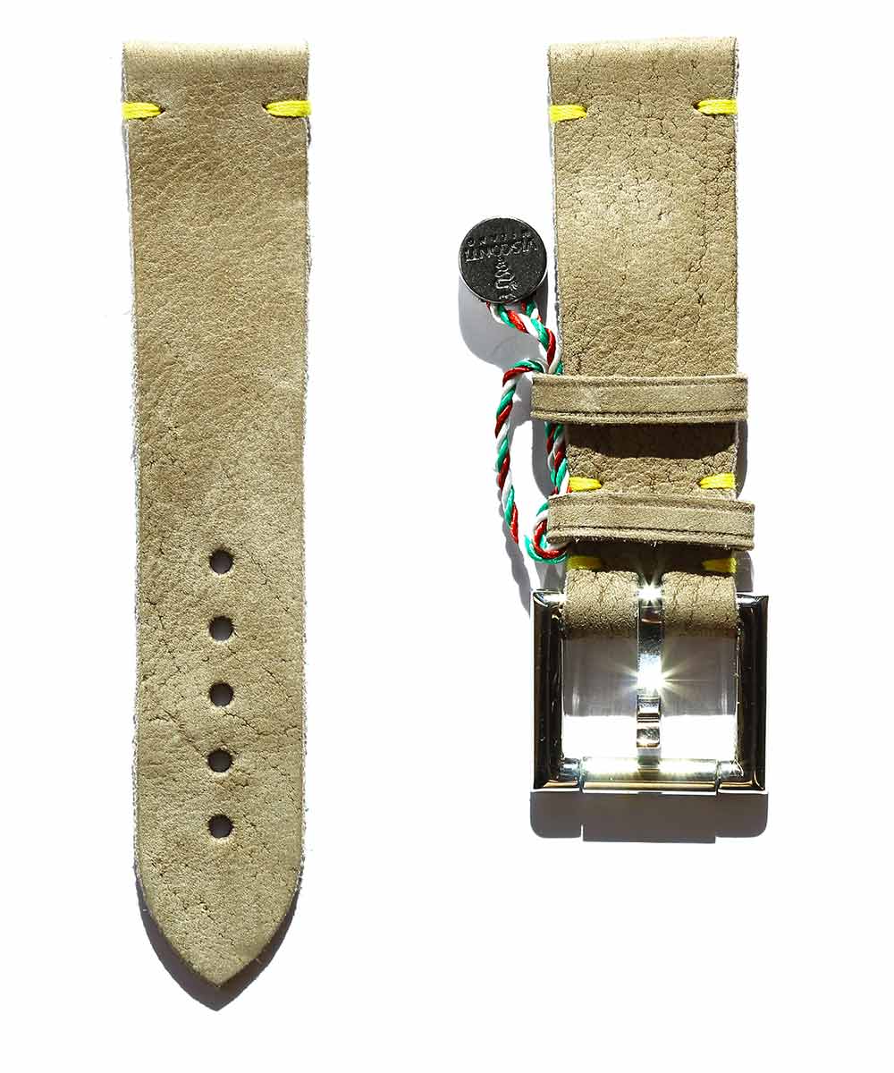 Beige Kudu Reverse Leather strap 22mm with Fixed Buckle