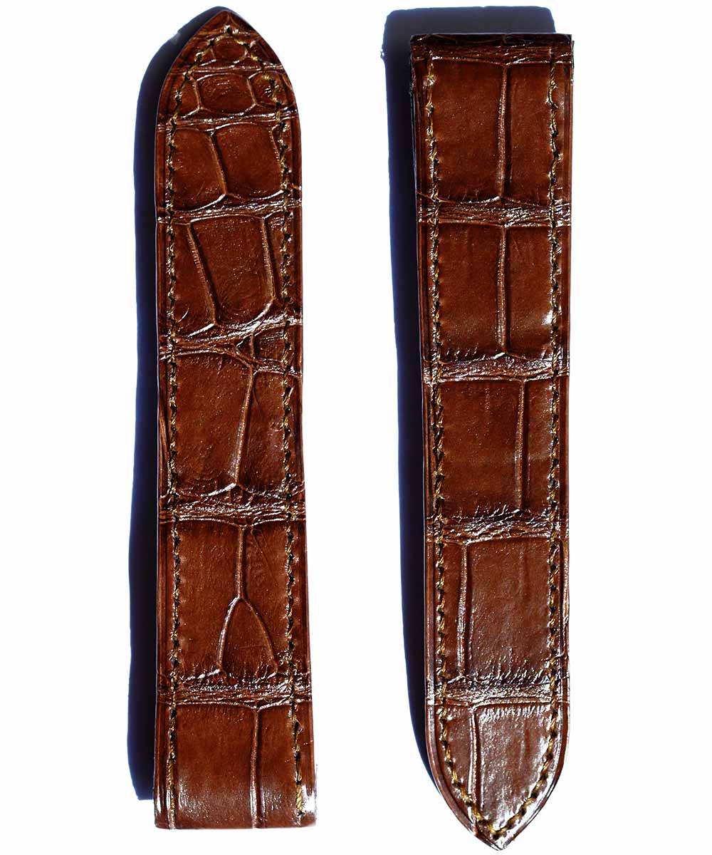 Cartier Drive style Brown Matte Alligator Leather Straps 20mm