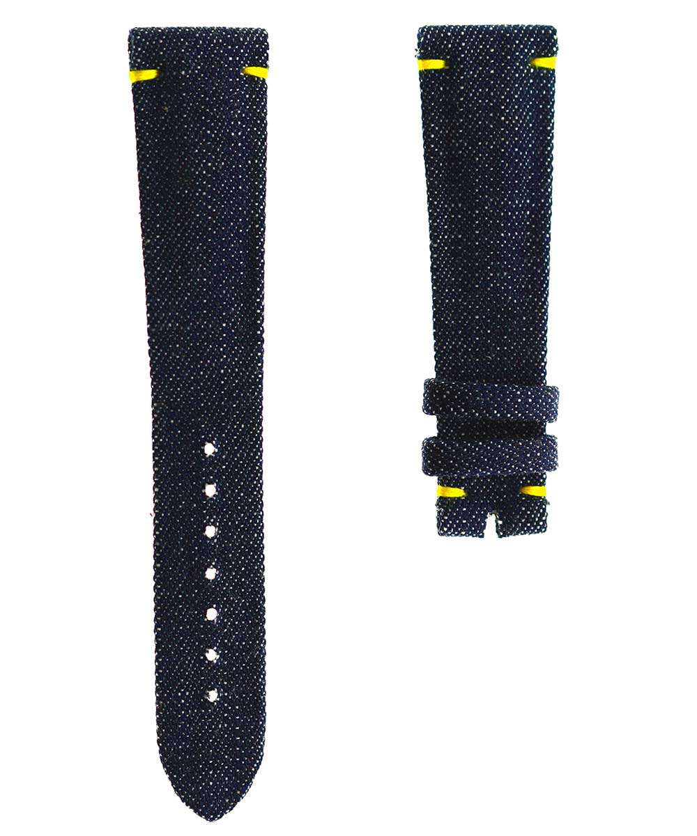 Japanese Denim Watch strap 20mm / Rocky / Yellow Stitching