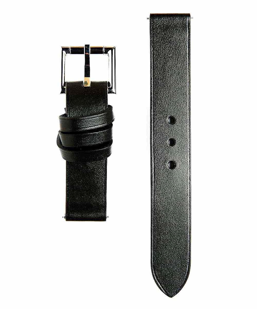 Racer watch band in Black Calf Leather