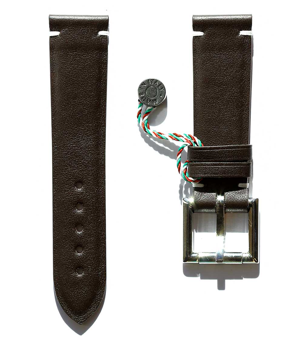 Brown Calf leather strap 22mm with Fixed Buckle