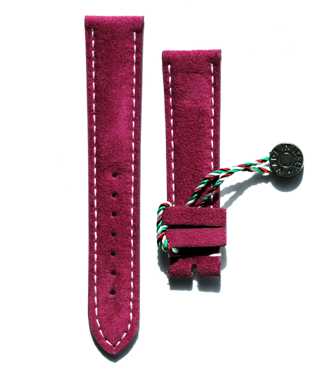 Watch strap in Fuchsia Alcantara 18mm, 20mm