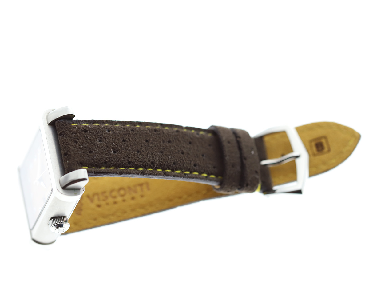Brown perforated Alcantara® strap 20mm with high grade SS 16mm buckle