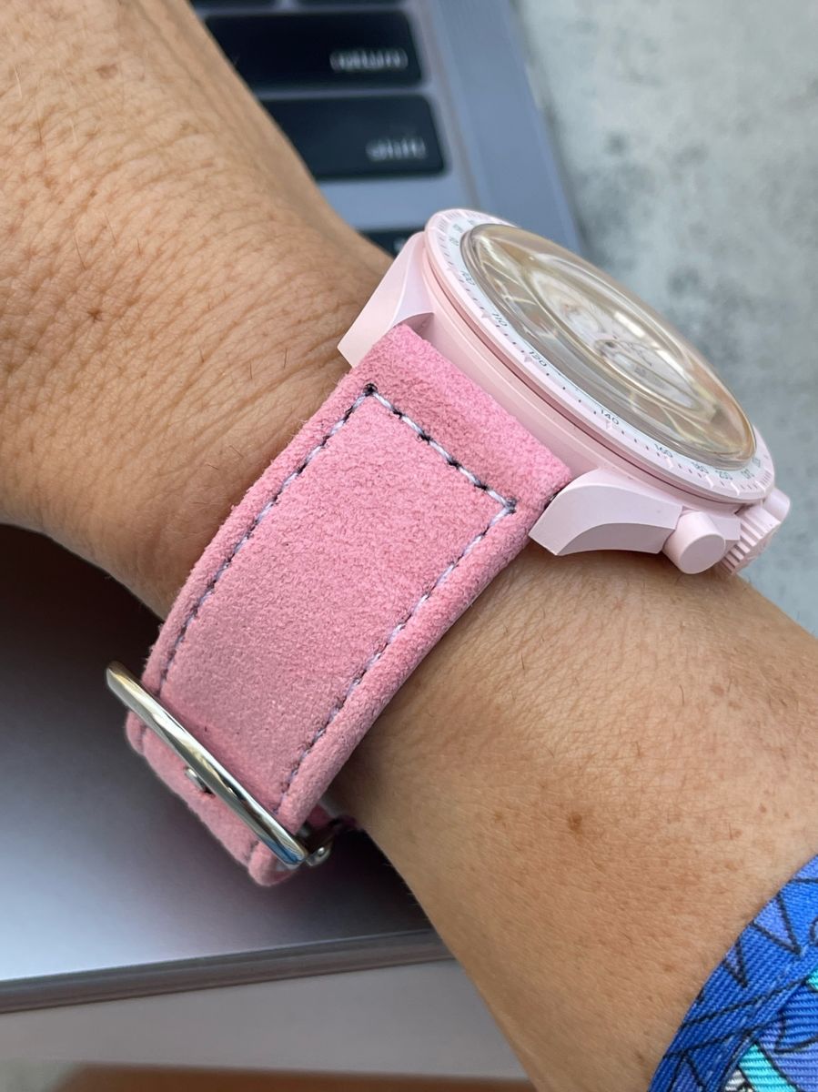Miami Pink Alcantara strap 20mm / Omega Swatch MoonSwatch style / Buckle Included
