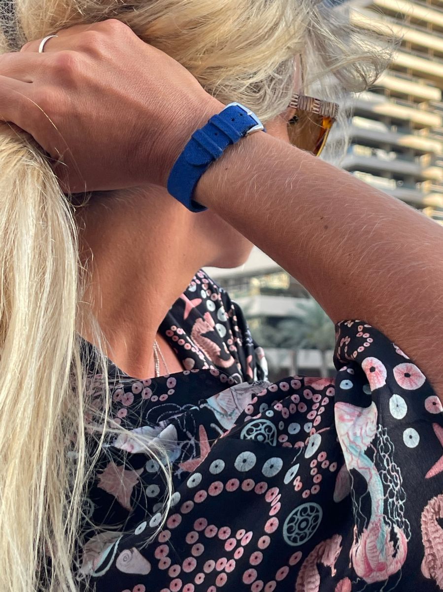 Wrist bracelet in Infanta Blue Alcantara® With Your Initials