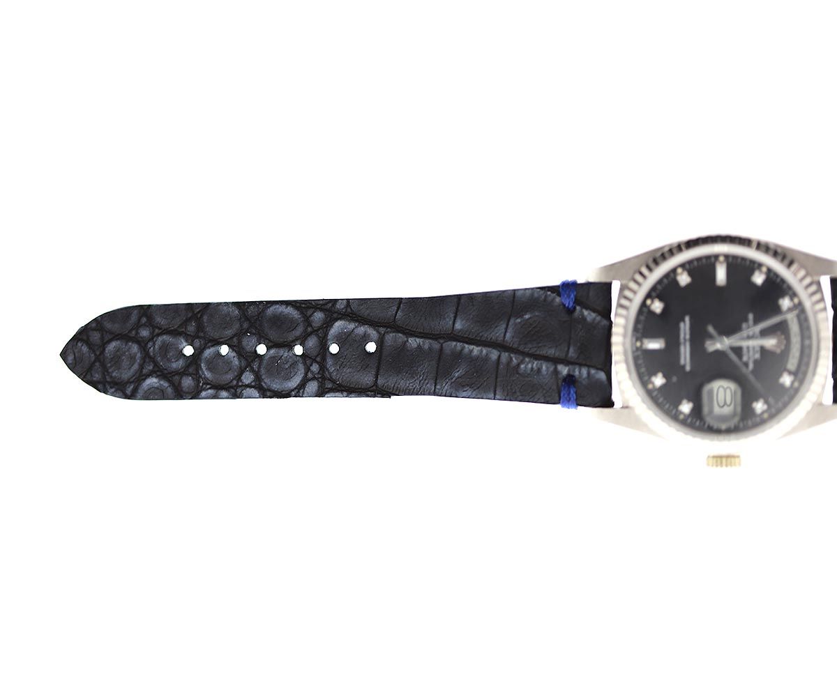 Blue Petrol Nubuck Exotic Caiman Latirostris leather strap 20mm Rolex Oyster style
