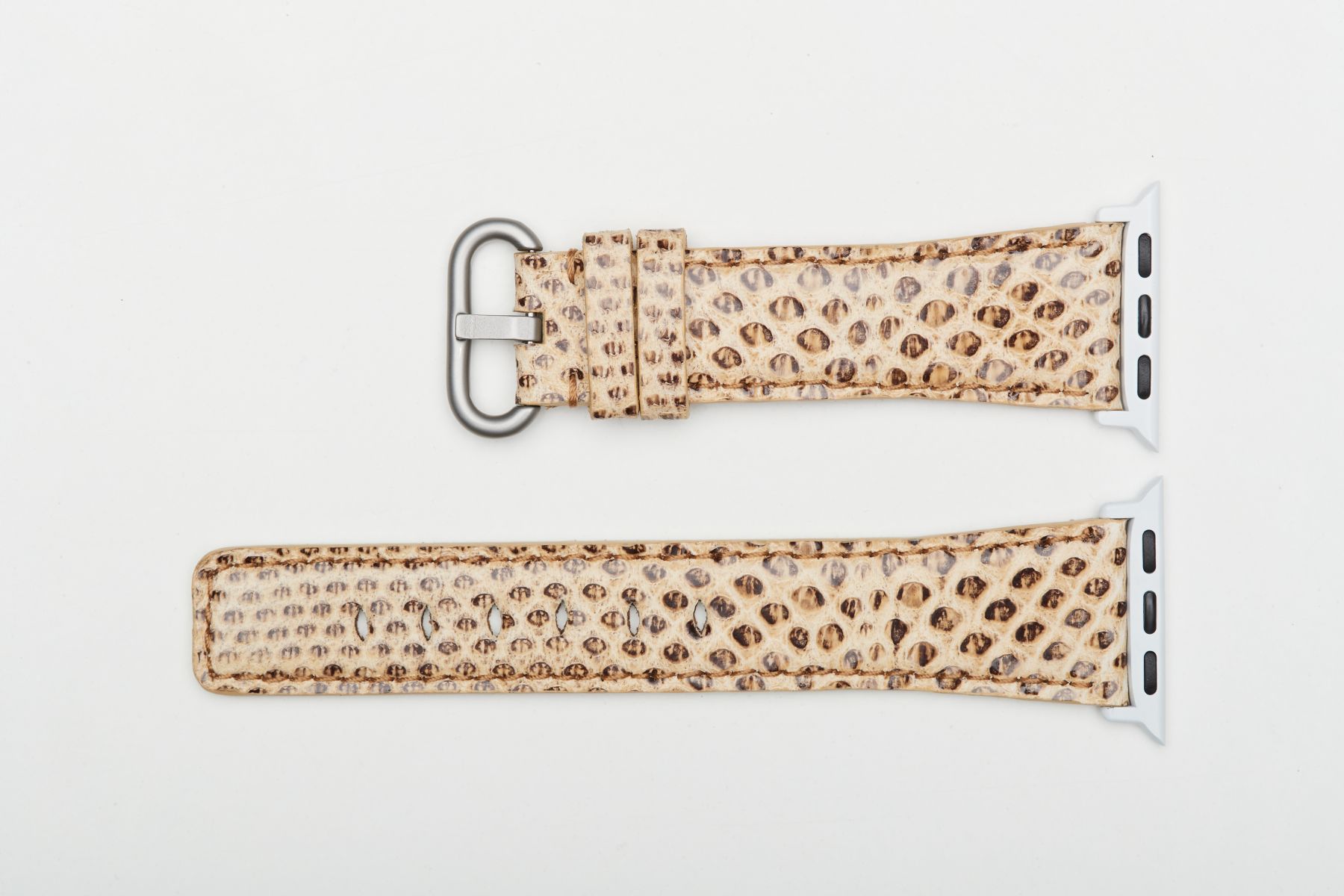 Ivory Beige Exotic Karung Snake leather Strap (Apple Watch All Series)