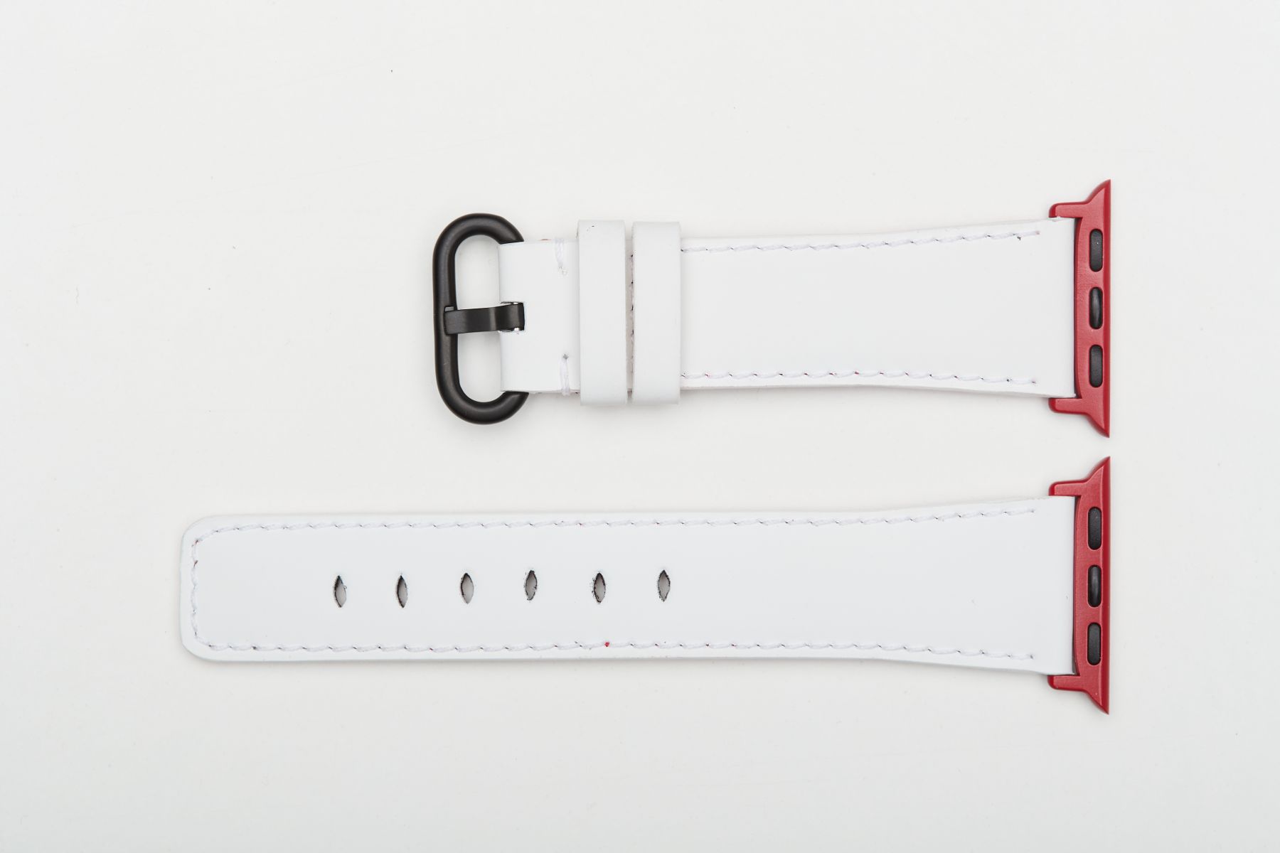 White Rubberized Calf Leather Apple Watch Strap (All generations)