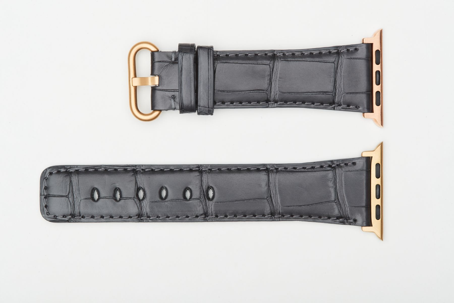 DOUBLE: Milano Grey Alligator Leather strap for Apple Watch 44mm, 42mm (All generations)