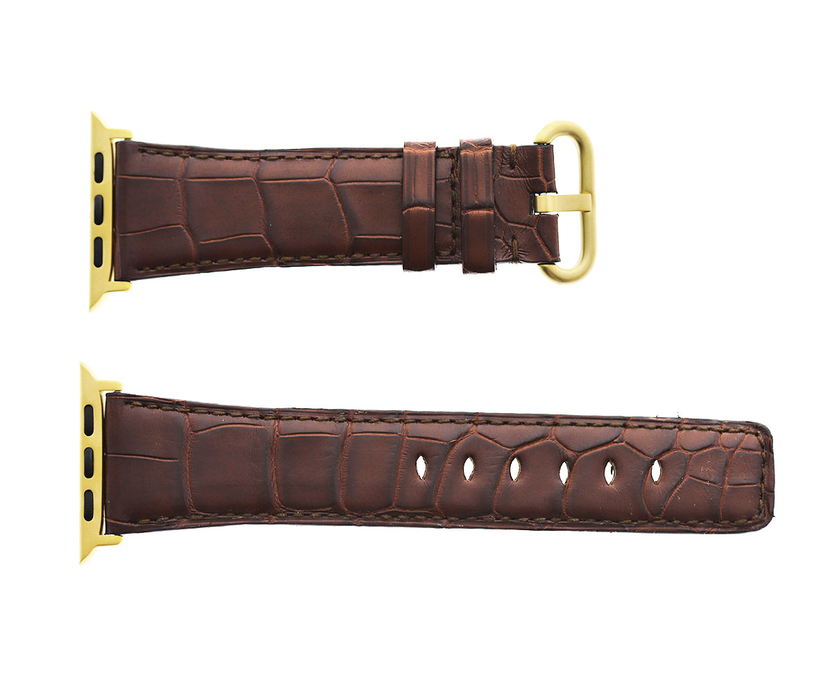 Brown Double Alligator leather strap (Apple Watch All Series)