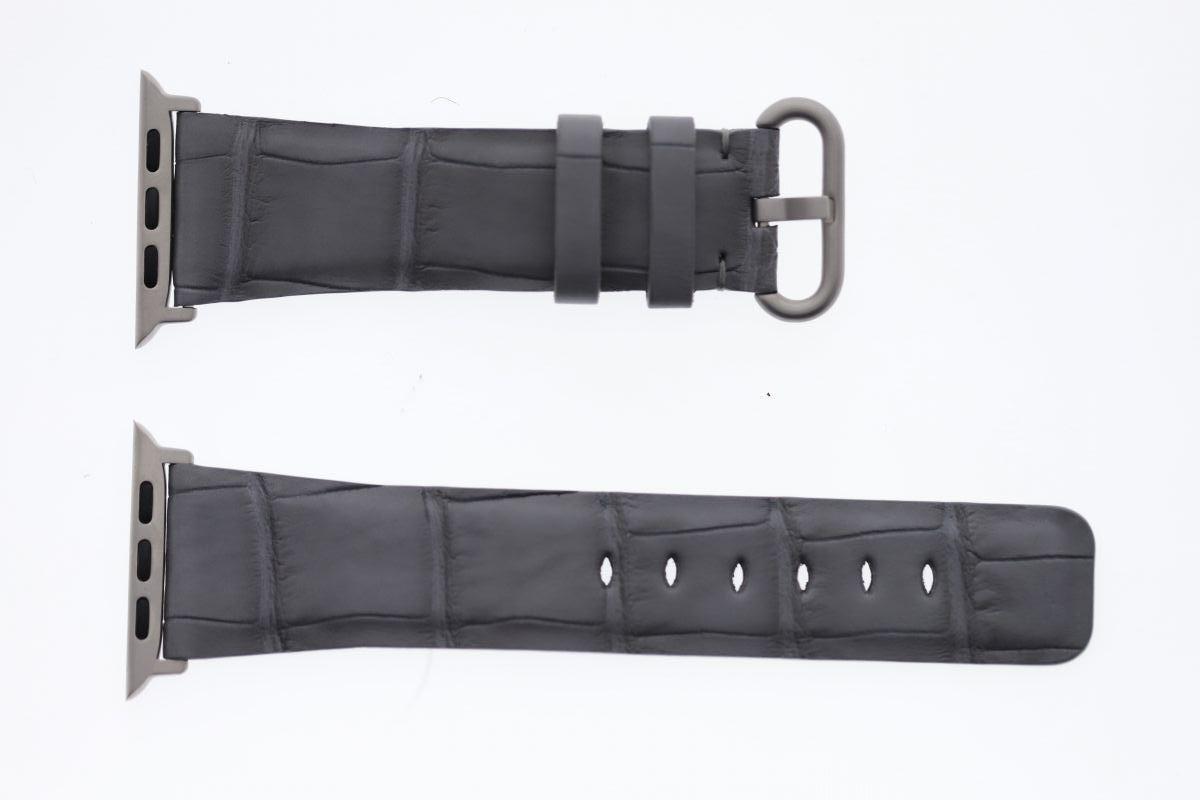 Xanadu Grey Matte Alligator leather Apple Watch Strap (Apple Watch All Series)