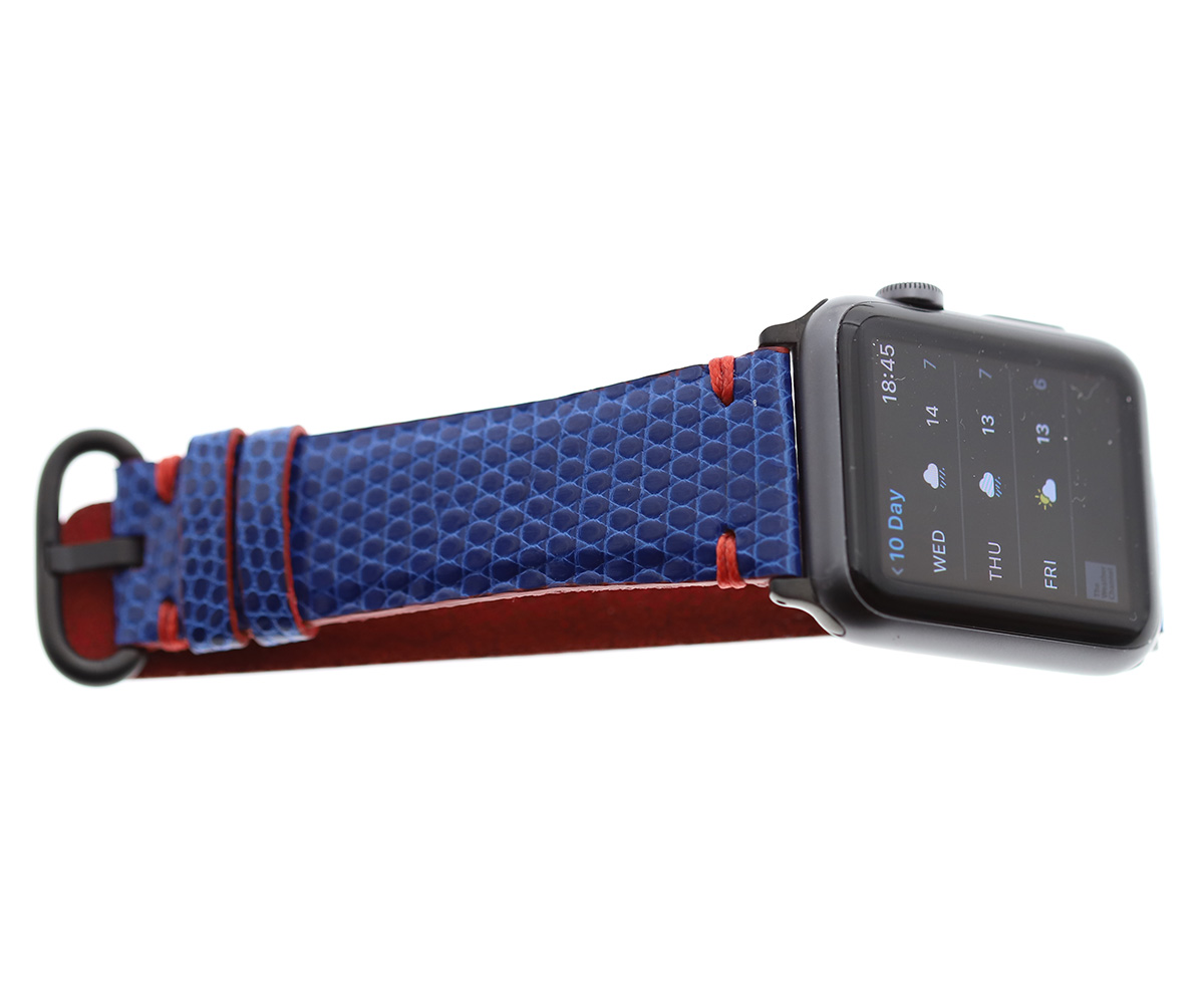 Electric Blue Lizard Leather Strap (Apple Watch All Series)