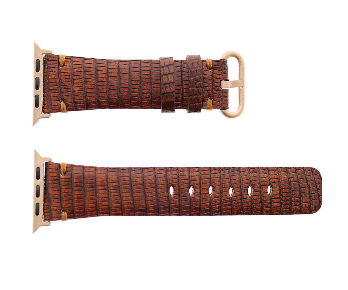 Cognac Brown Lizard Leather Strap (Apple Watch All Series)