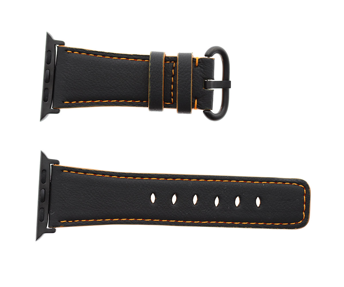 Vegan Leather Strap (Apple Watch All Series) / BLACK