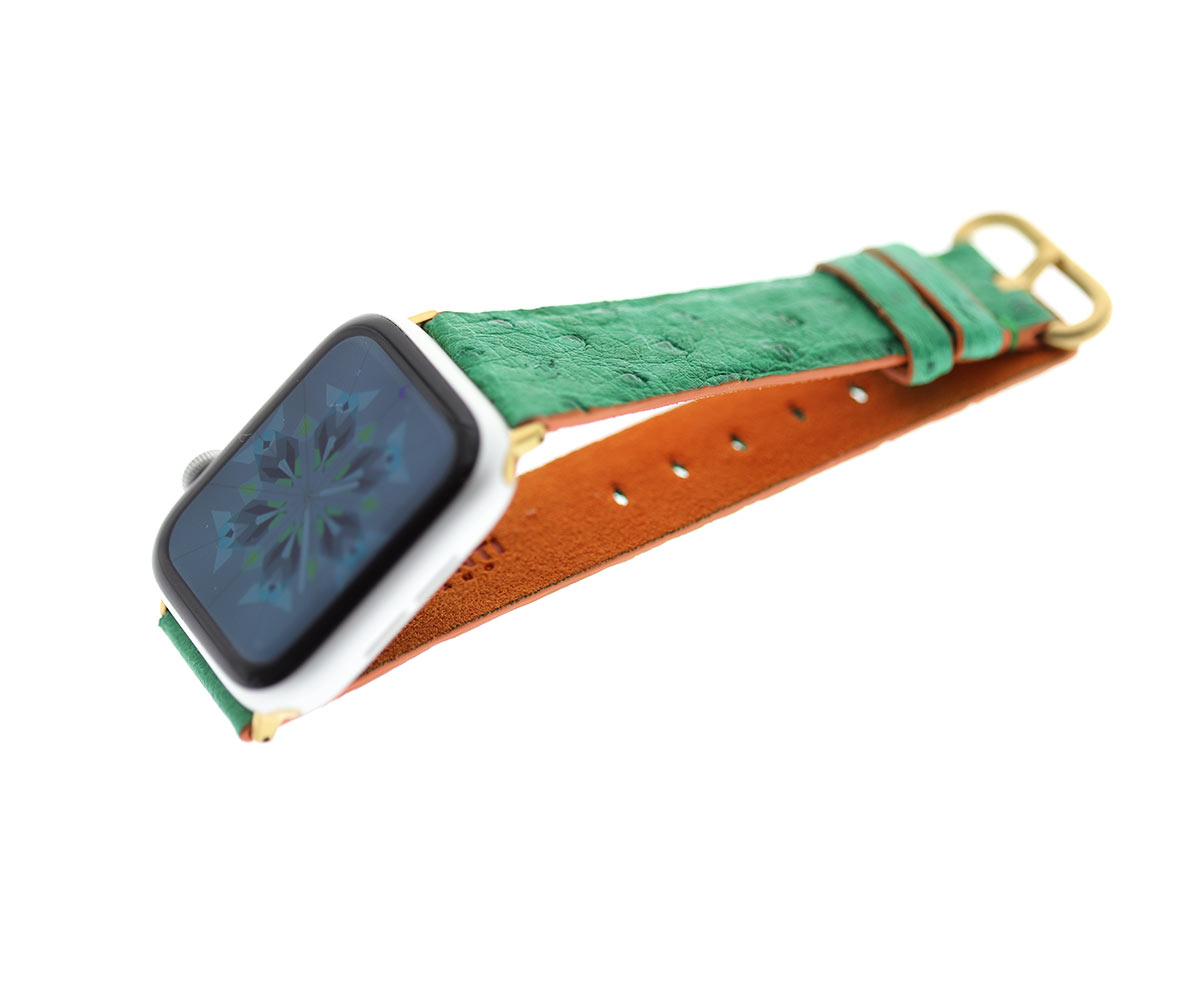 Ostrich leather Apple Watch Strap (Apple Watch All Series) / SPRING GREEN