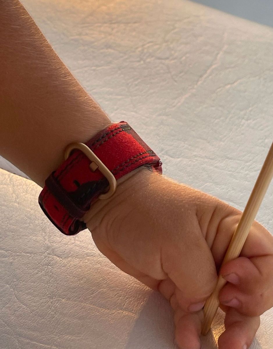 Band for Tiny Wrist (for All Apple Watch sizes) in Red Acapulco Camouflage Alcantara. Kids Collection