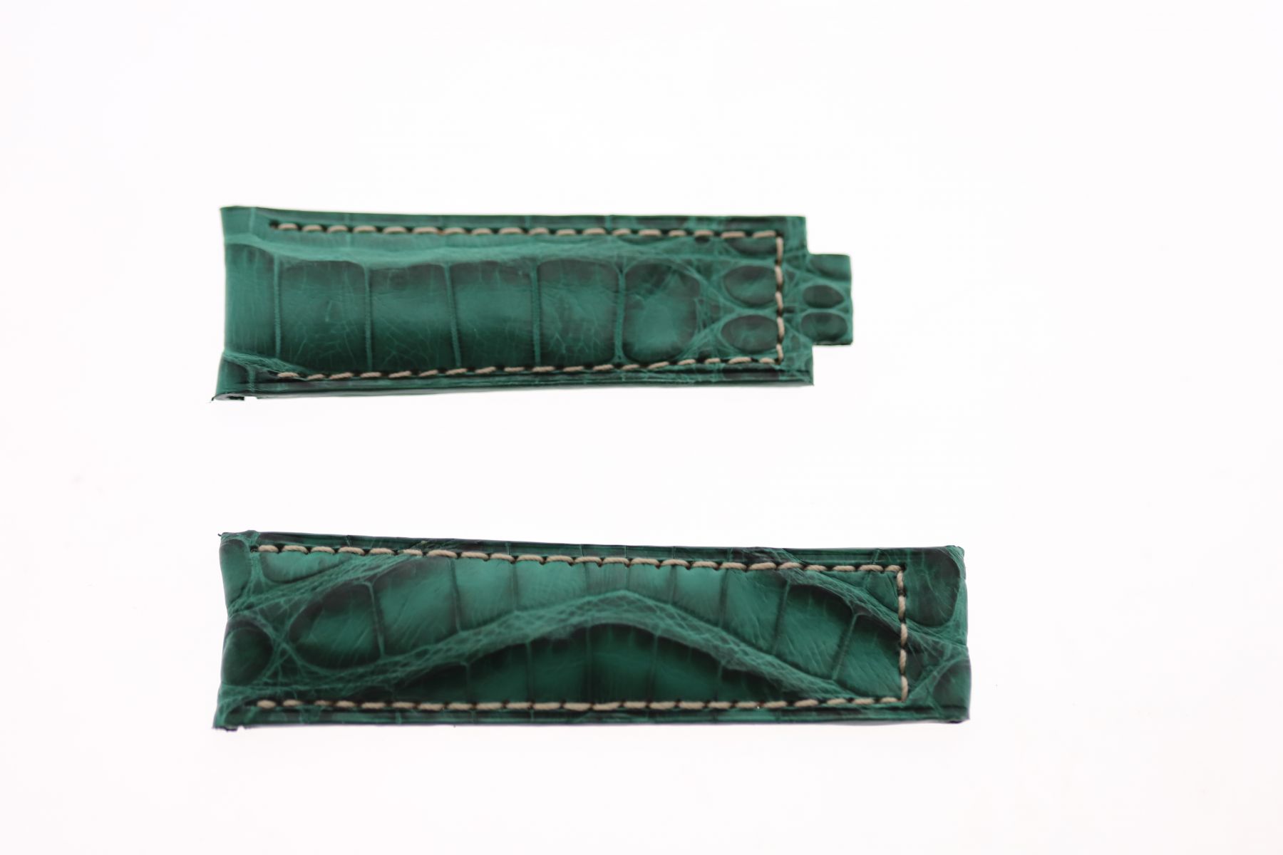 Emerald Green Caiman Latirostris leather strap 20mm for Rolex Daytona / Yacht Master with Oysterflex