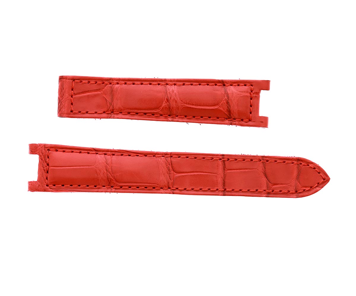 Matte Red Alligator Leather Strap 18mm for Cartier Pasha 35mm case style timepieces
