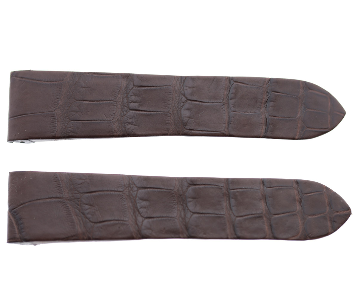 Brown Chocolate Strap 23mm in Matte Alligator Leather for Cartier Santos 100 XL. No stitching
