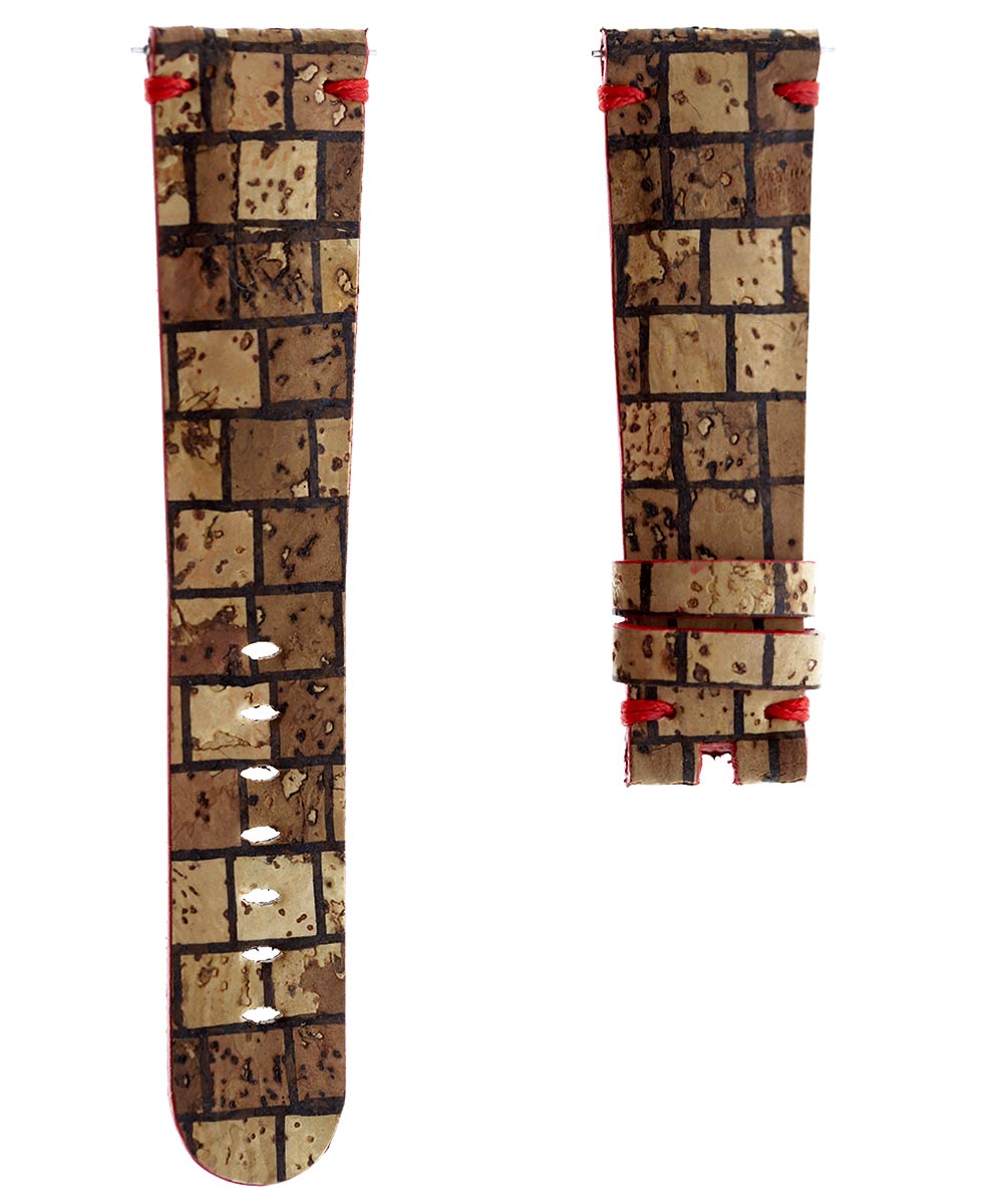 Natural Cork strap 22mm. Vegan style. Chess pattern. Quick Release