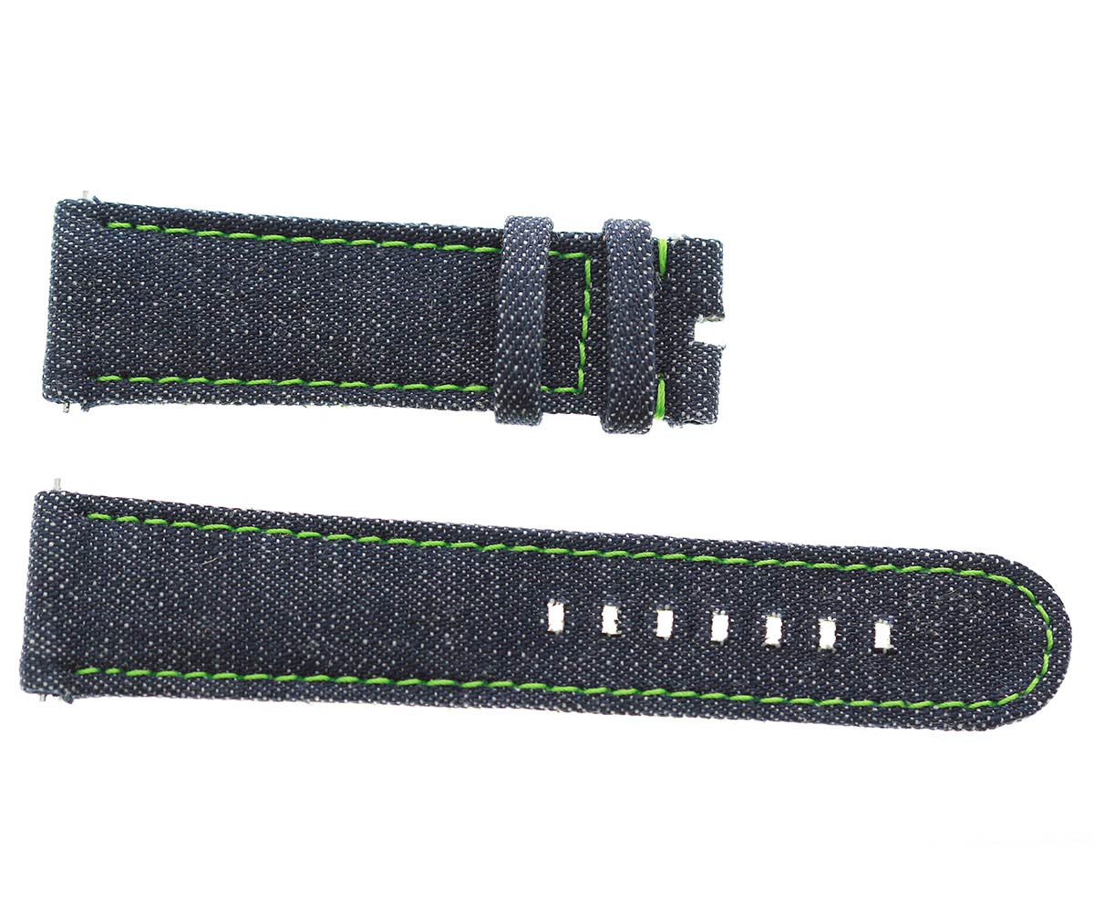 Japanese Denim Watch strap / Green Stitching / Quick Release