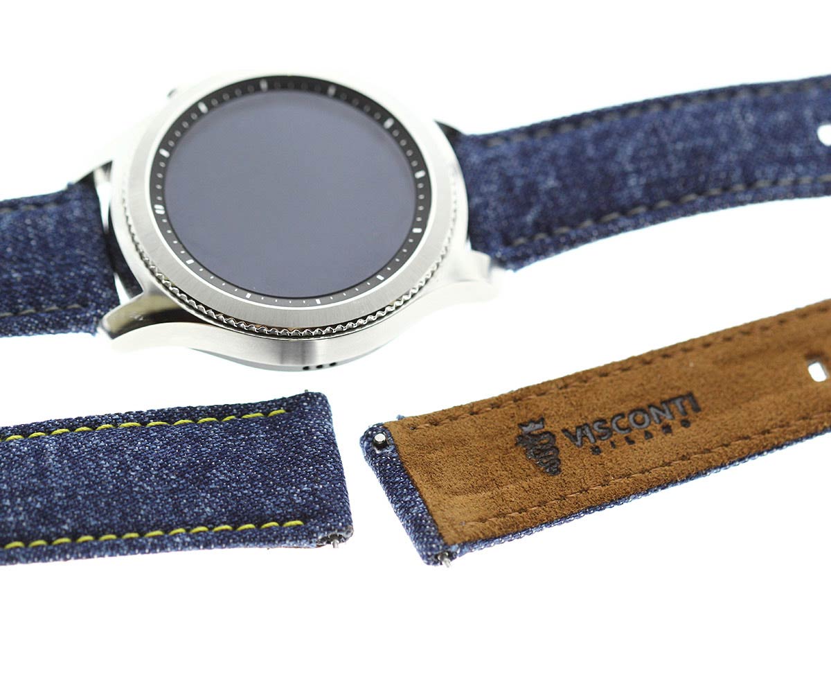 Japanese Denim Smart Watch strap 22mm / DISCO / Yellow Stitching / Quick release. Large size