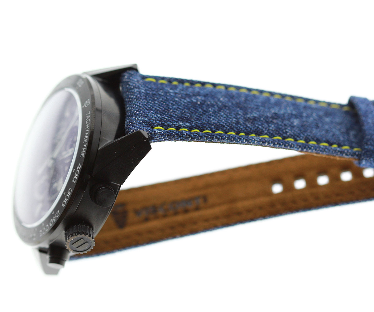 Japanese Denim Watch strap 22mm / DISCO / Yellow Stitching / Quick release. Large size