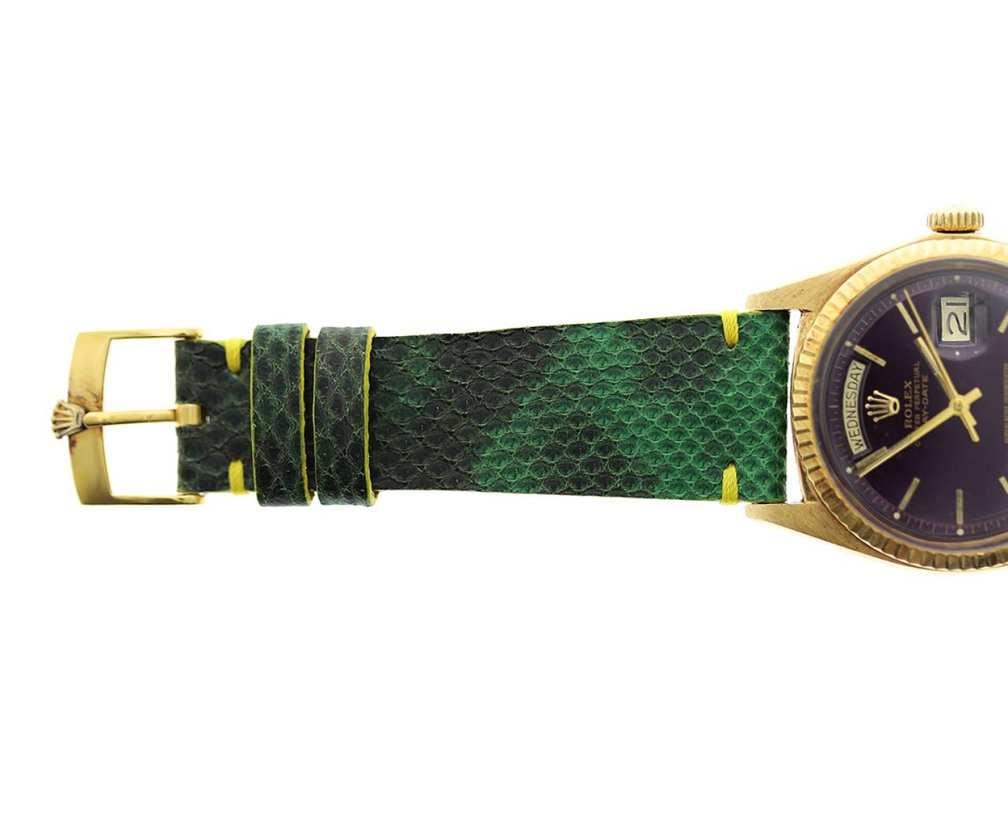 Green Exotic Karung Snake leather strap 20mm Rolex Daydate, Dayjust Style