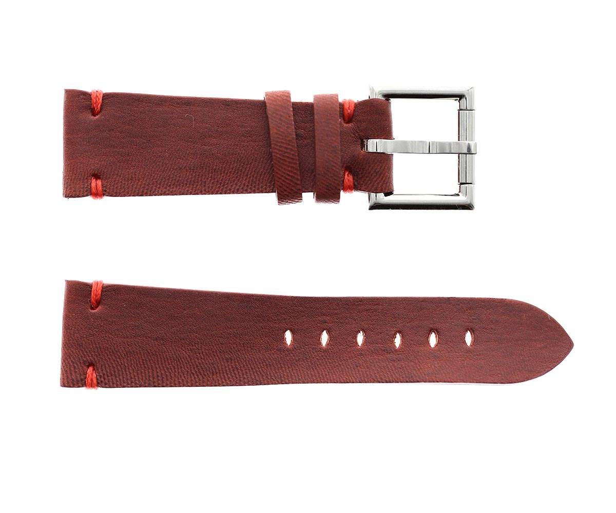 Strap 24mm in Wine Red Kangaroo Leather with Fixed Buckle