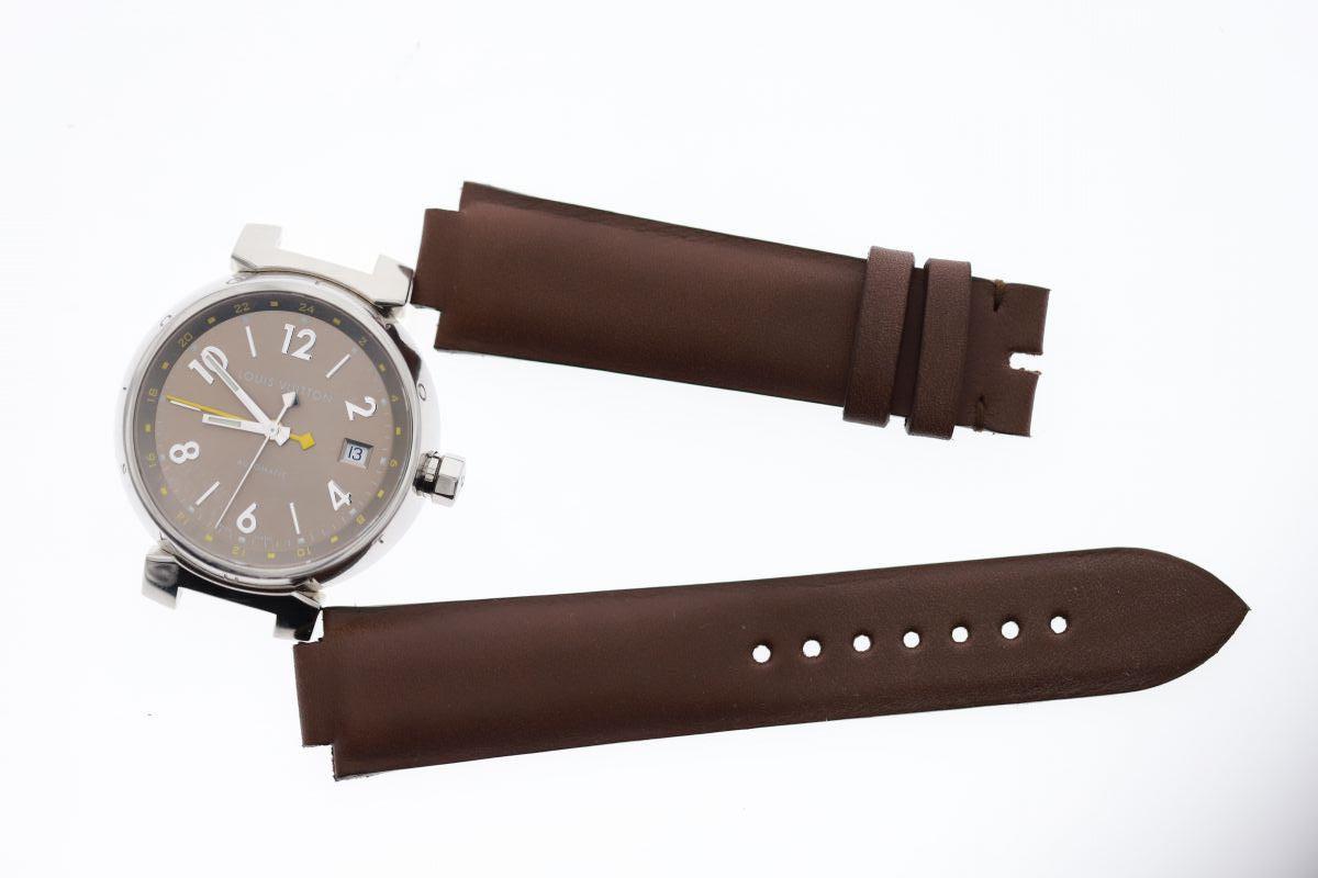 Brown Barenia / Luxury Hermes French calf leather strap 21mm Louis Vuitton Tambour style