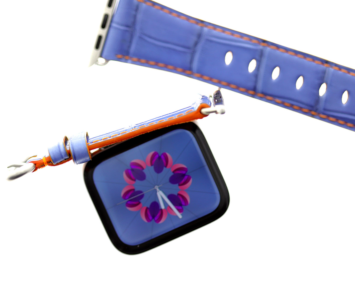 Niagara Blue Semi-Gloss Alligator Leather strap (Apple Watch All Series)