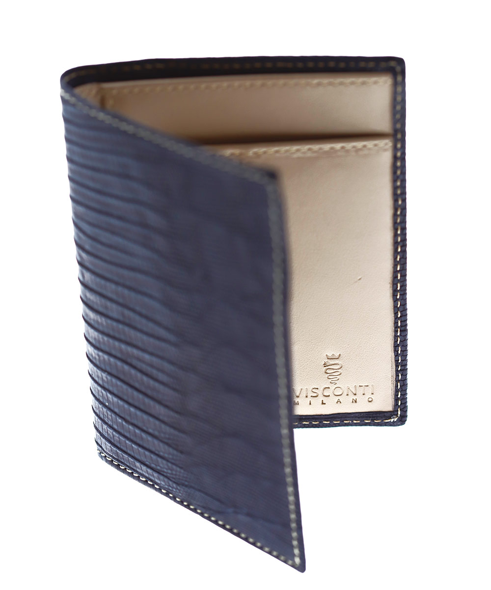 Blue Sapphire Exotic Classic Cards & Bills Wallet in Soft-touch Lizard Leather