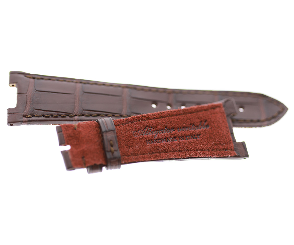 Patek Philippe Nautilus style watch strap 25mm in Brown Alligator leather