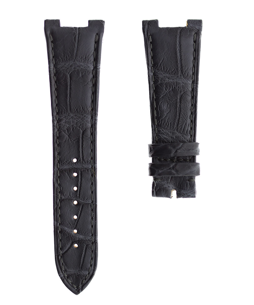 Monaco Grey Patek Philippe Nautilus style watch strap 25mm in Alligator leather, Scotchgard© lining