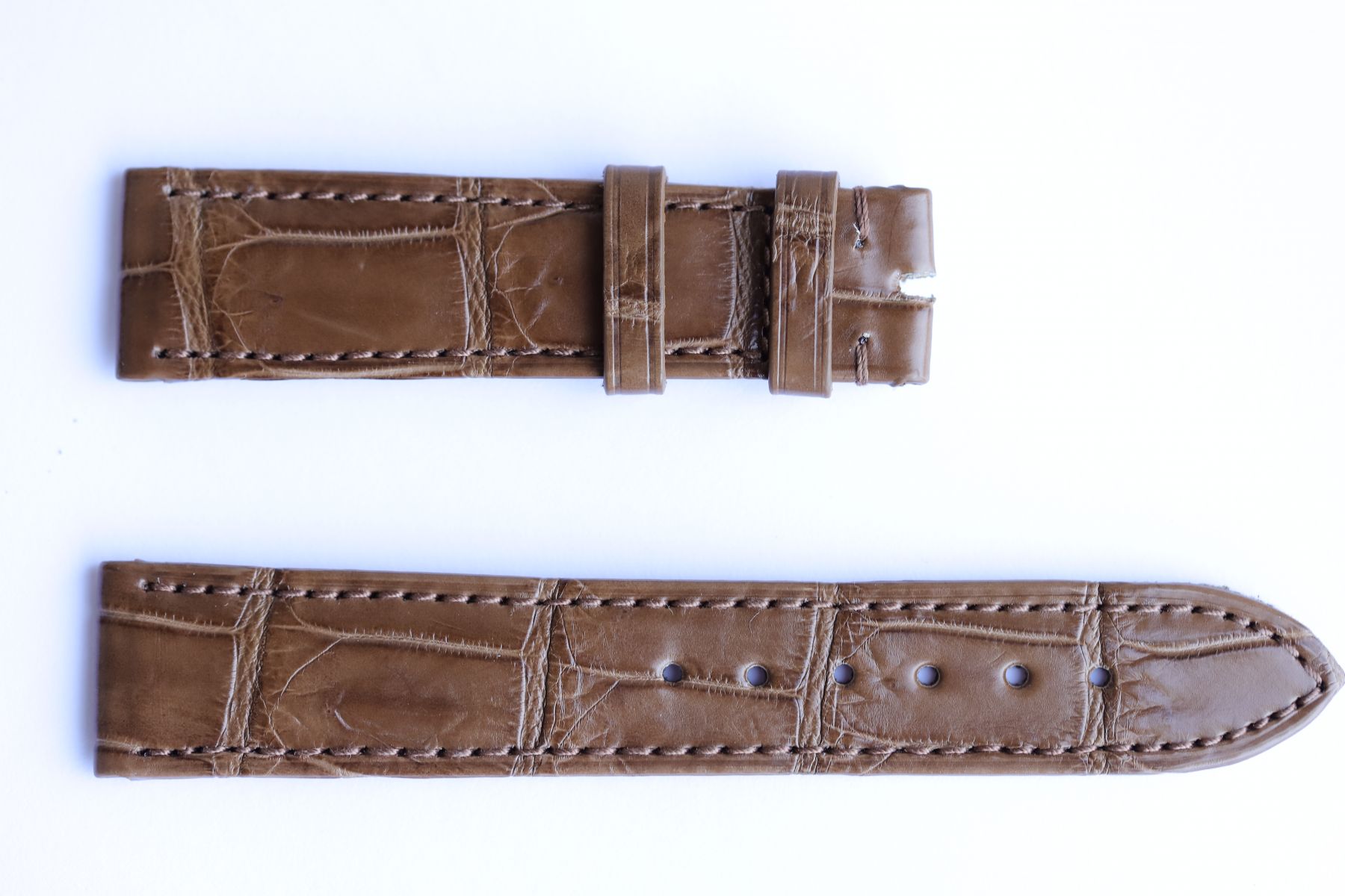 Mocca Brown Alligator leather strap 19, 21, 21mm Patek Philippe style