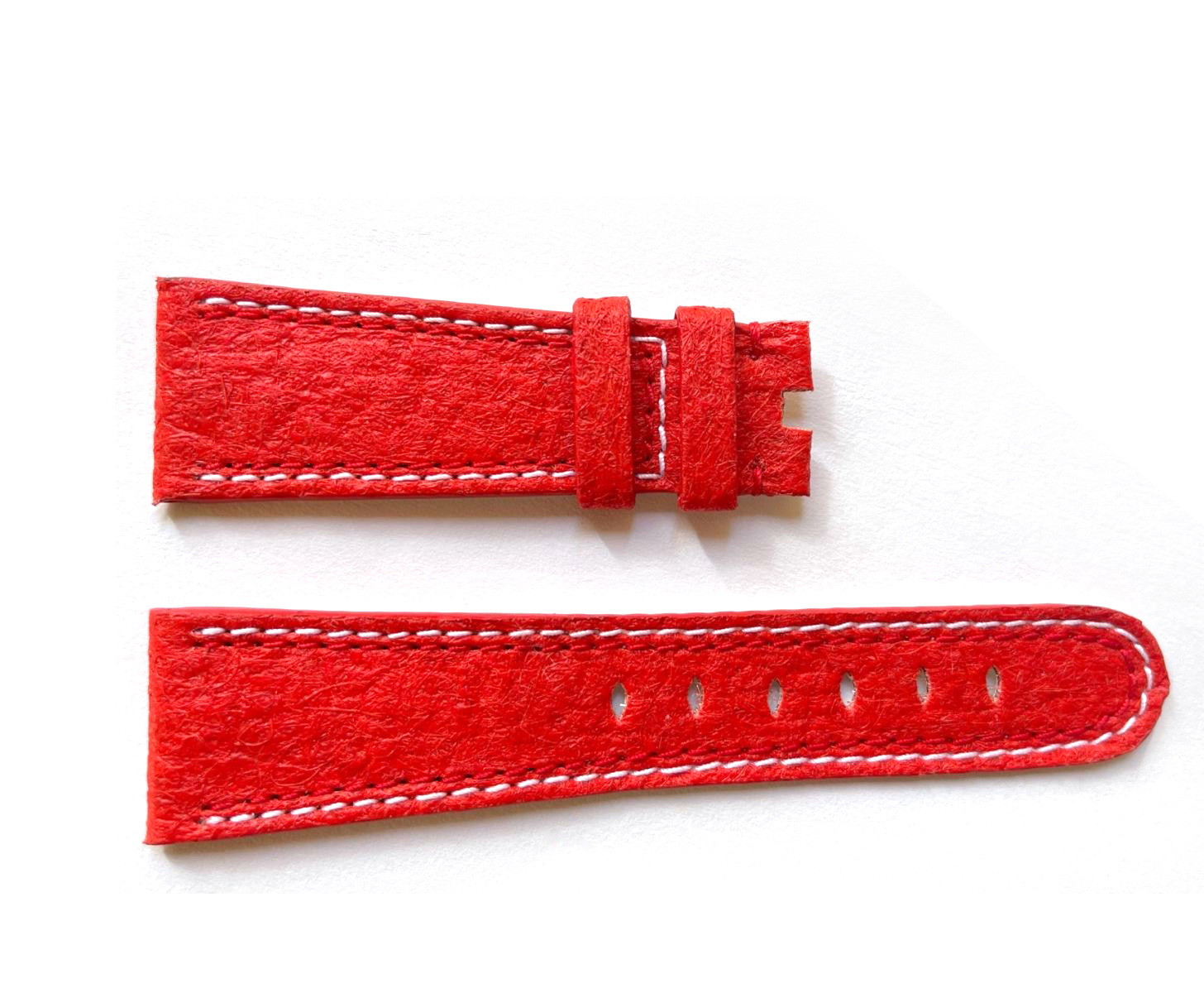 Red Paprika Pinatex Strap 16mm, 18mm, 19mm, 20mm, 21mm, 22mm General style. Double stitching