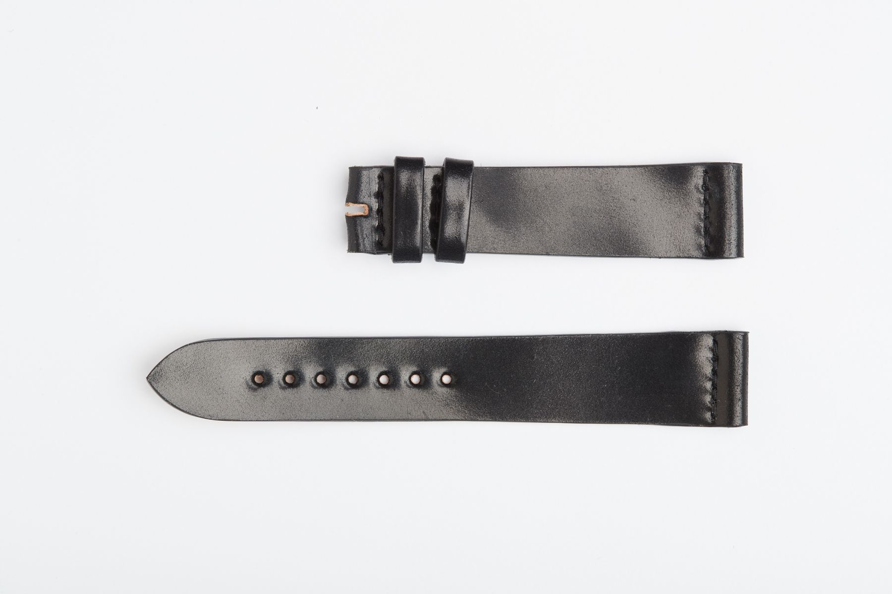 Ultra slim Black Horween® Shell Cordovan leather strap General style