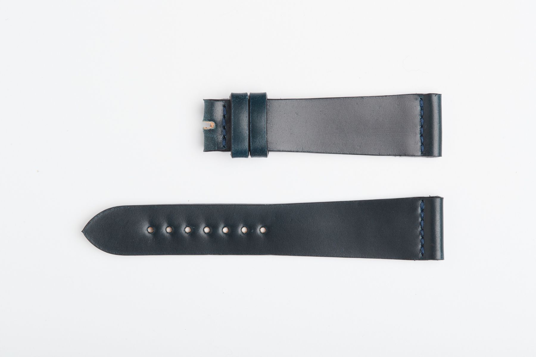Ultra slim Blue Horween® Shell Cordovan leather strap General style
