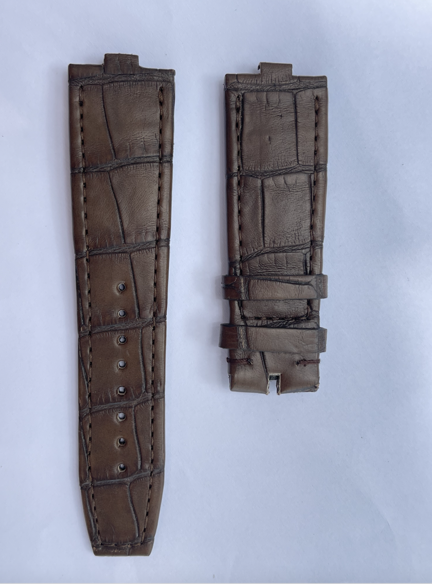 Vacheron Constantin Overseas style watch strap in Vintage Brown Matte Alligator leather