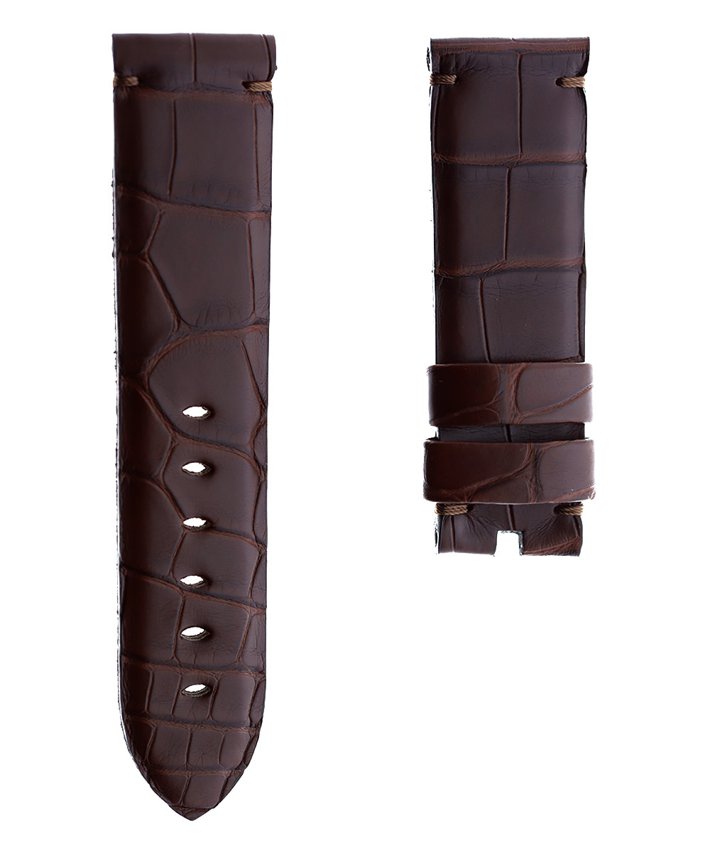 Cognac Brown Alligator leather strap PANERAI style