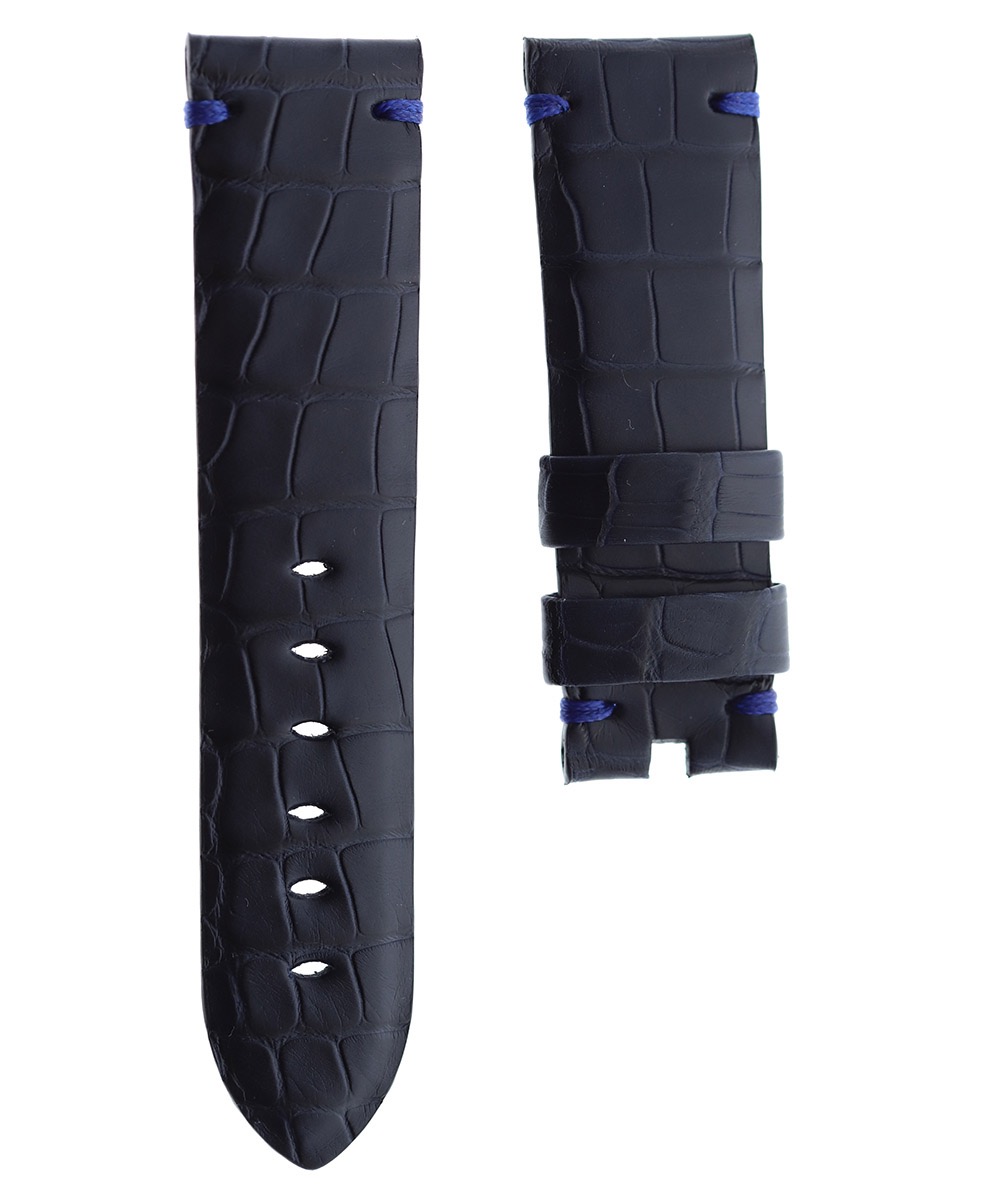 Dark Blue Double Alligator leather strap 24mm for Panerai