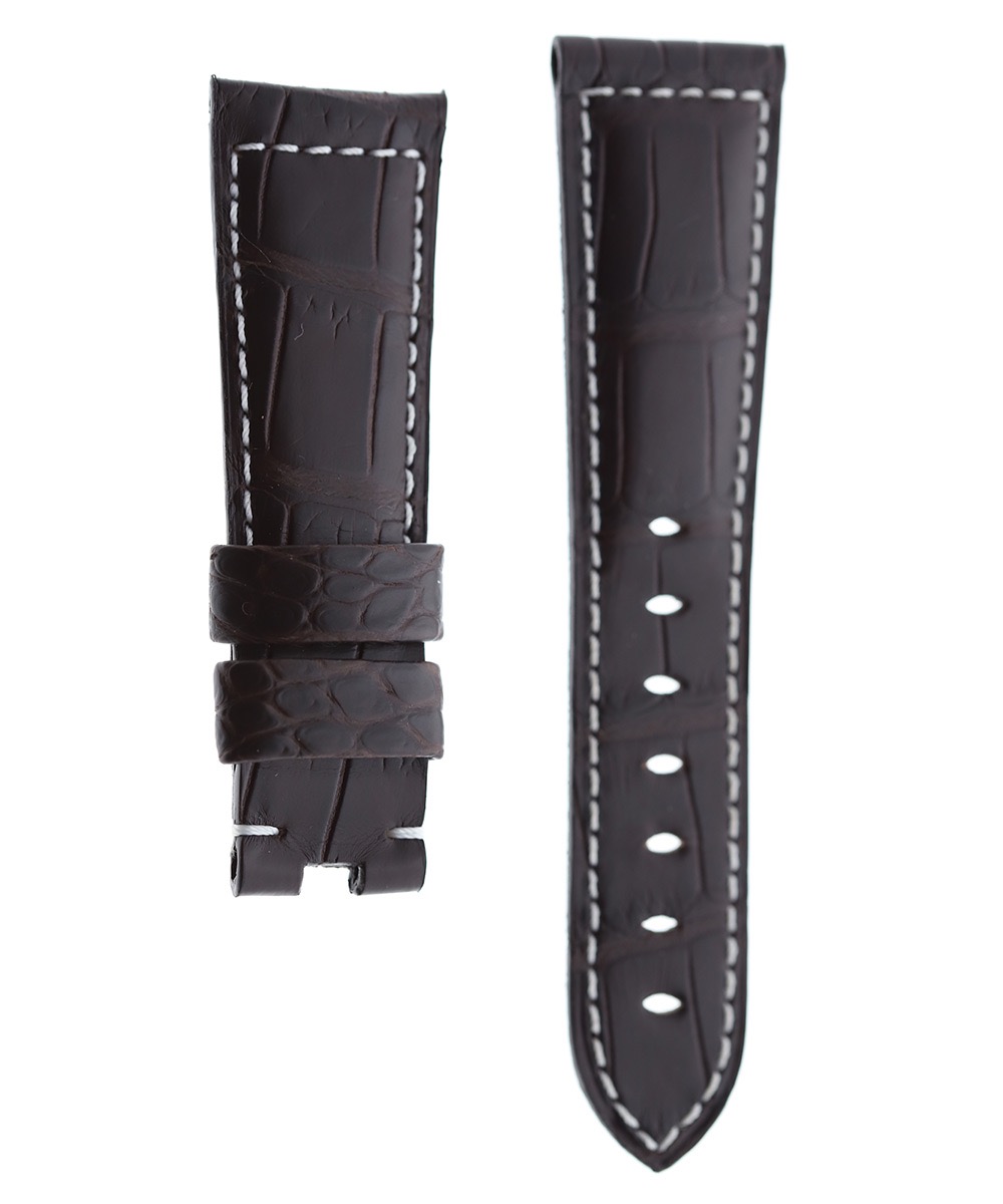 Chocolate Dark Brown Matte Alligator leather strap Panerai PAM185 style