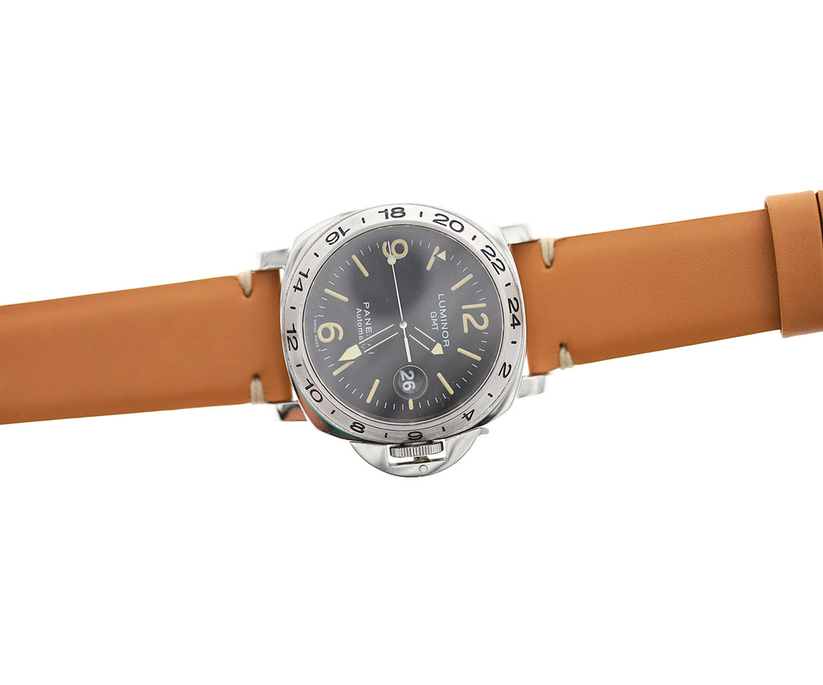 Beige Panerai style watch strap in water resistant Scotchgard treated calf leather