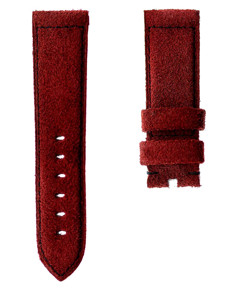 Cherry Suede leather Panerai style band