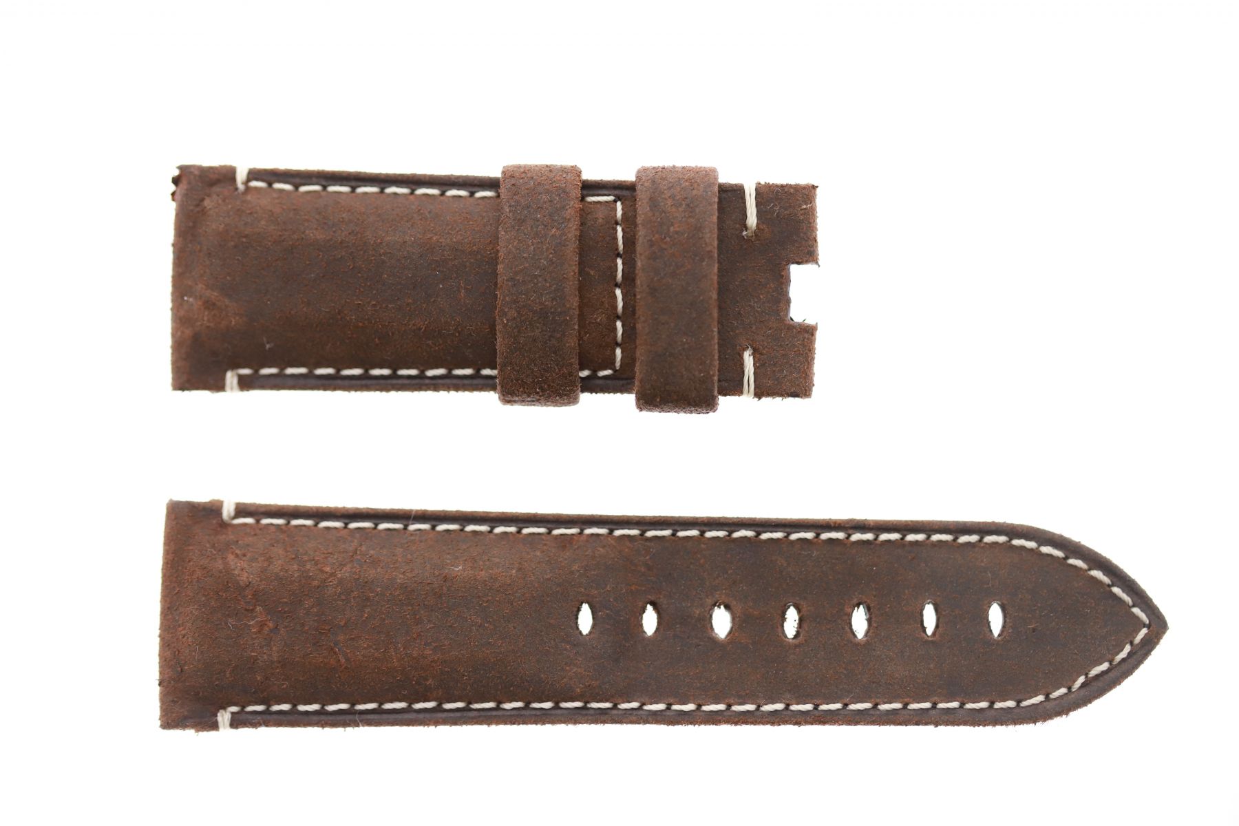 Panerai style strap in Brown Vintage Mohawk leather. Folded edges