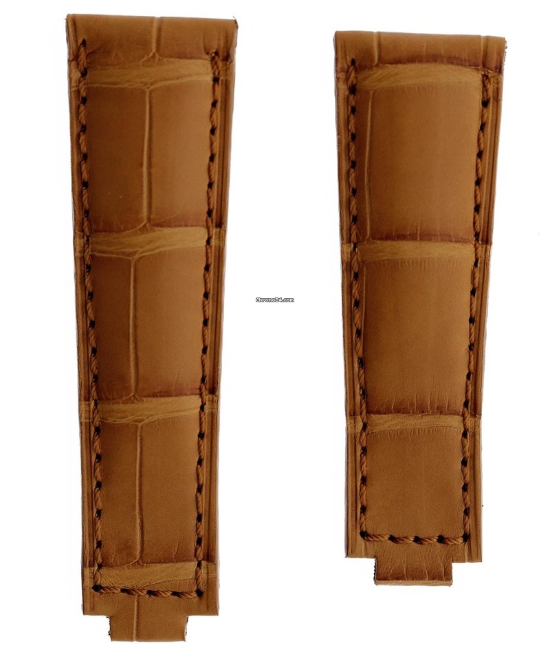 Honey Brown Alligator leather strap 20mm for Rolex Daytona / Yacht Master with Oysterflex