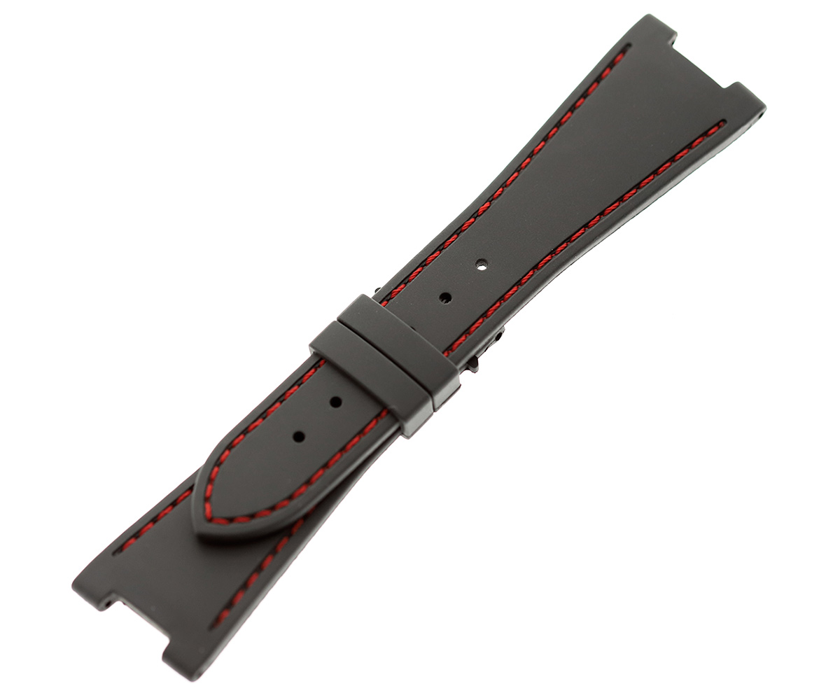 GREY rubber strap for NAUTILUS / PATEK PHILIPPE / Red stitching