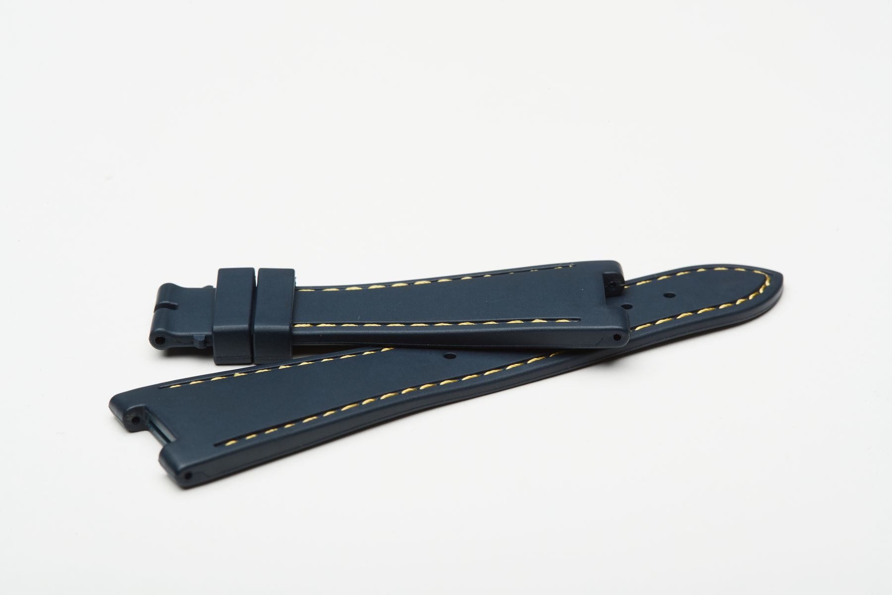 Deep Sea Blue / Yellow Stitching / Natural Rubber Strap for Patek Philippe Nautilus
