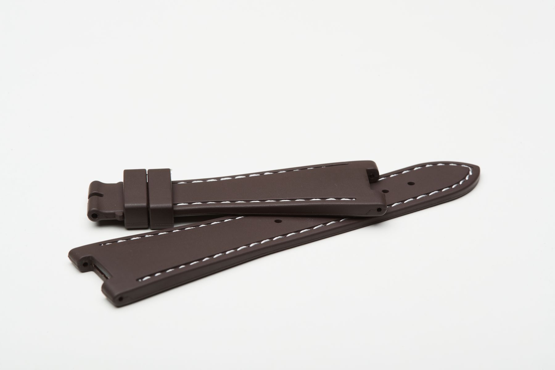 Chocolate Brown / White Stitching / Natural Rubber Strap for Patek Philippe Nautilus